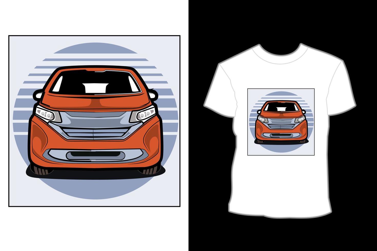 disegno della maglietta dell'illustrazione dell'automobile moderna arancione vettore
