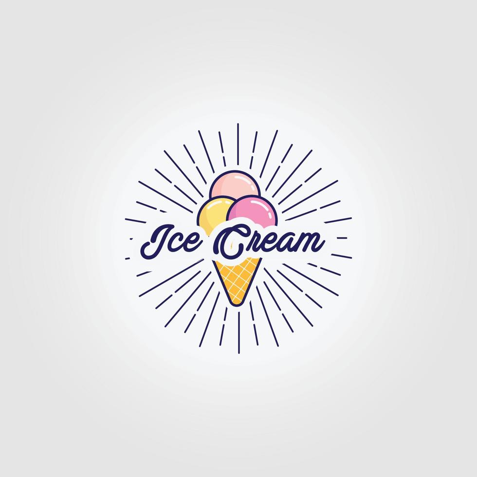 design dell'illustrazione vettoriale vintage del logo dell'icona del gelato sunburst