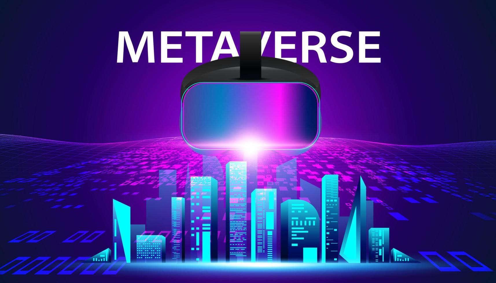 astratto metaverse occhiali vr realtà virtuale auricolare concetto colorato della futura tecnologia digitale metaverse connesso allo spazio virtuale su uno sfondo moderno. vettore