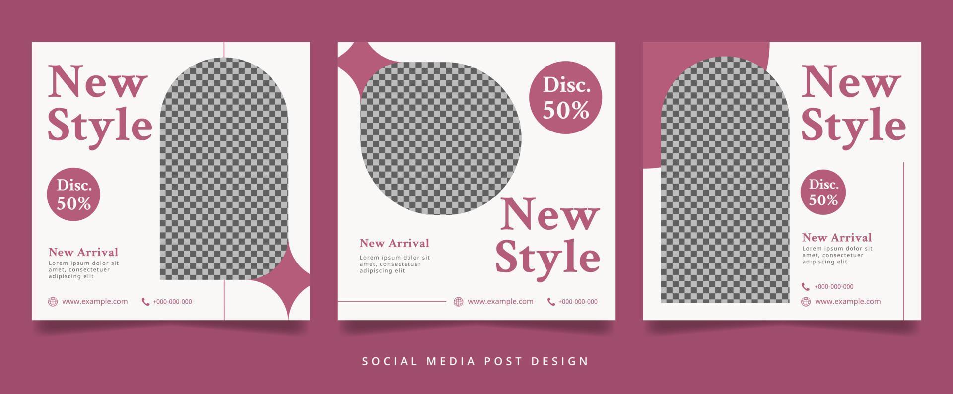 set di volantino di moda marrone vintage minimalista o banner di social media vettore