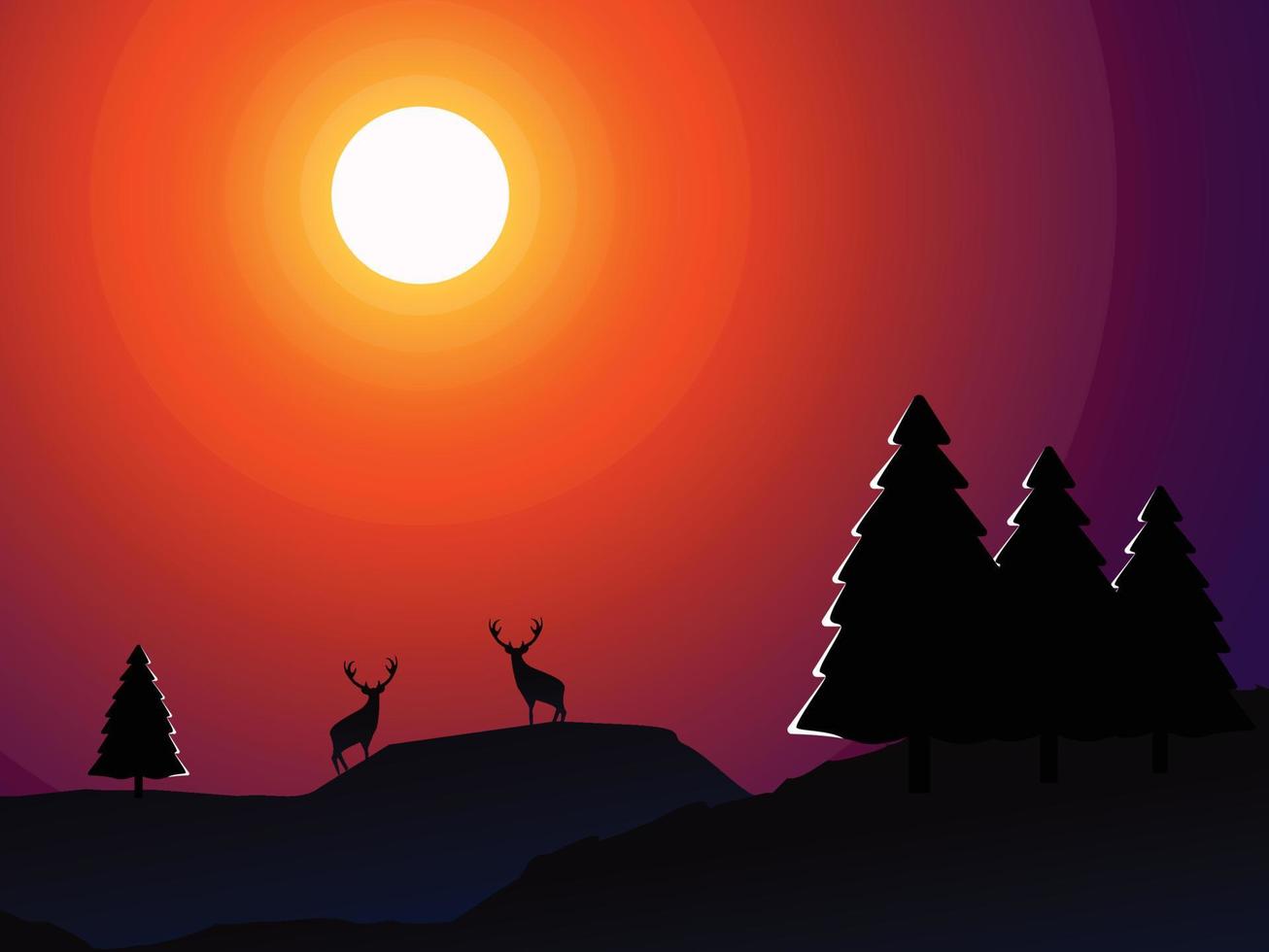 alba in montagna, tramonto in montagna, sfondo tramonto e alba, sfondo cervo in un cielo bellissimo e bellissimo vettore