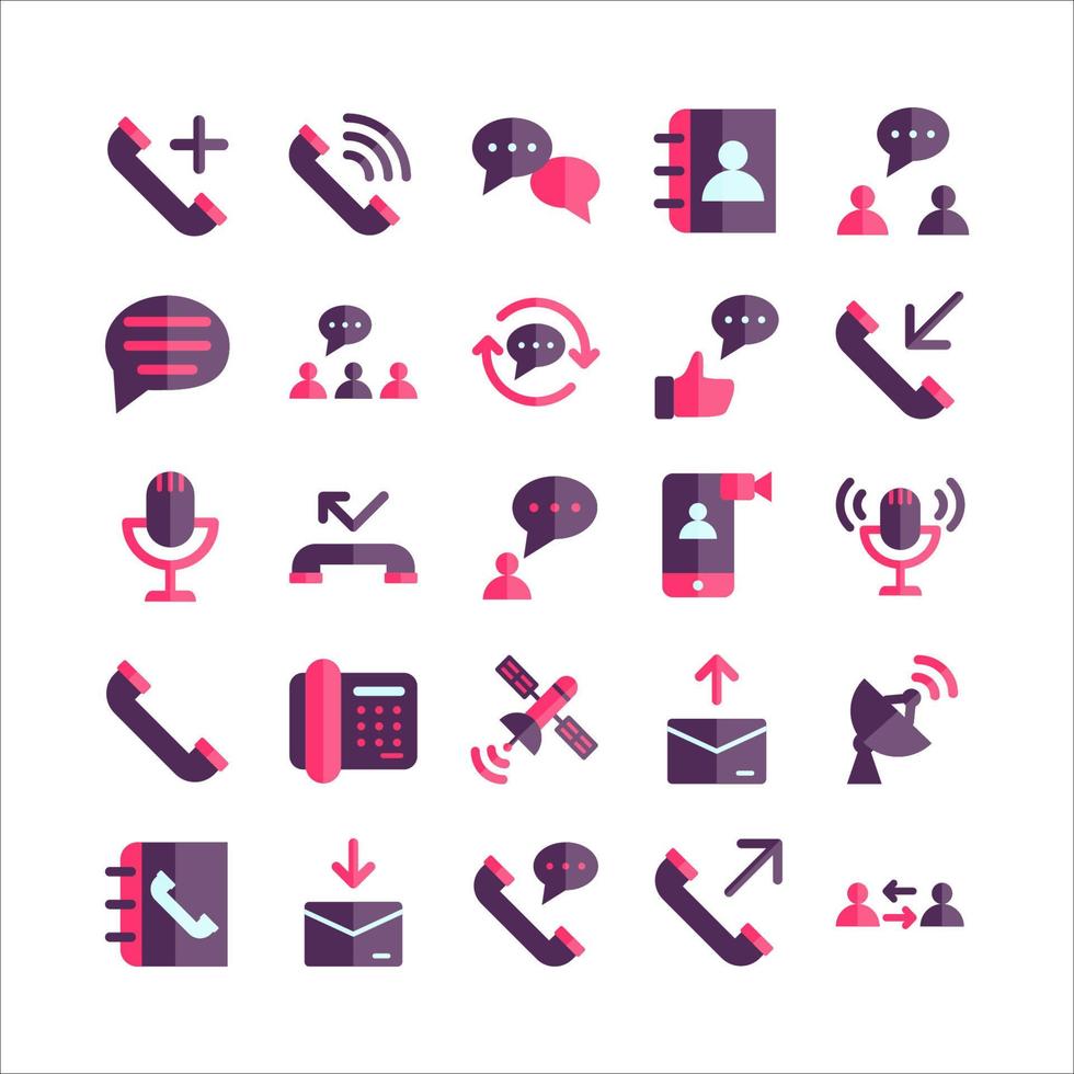 icona di comunicazione set vettoriale piatto per sito Web, app mobile, presentazione, social media.