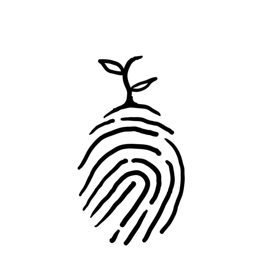 impronta umana disegnata a mano con scarabocchio dell'albero vettore