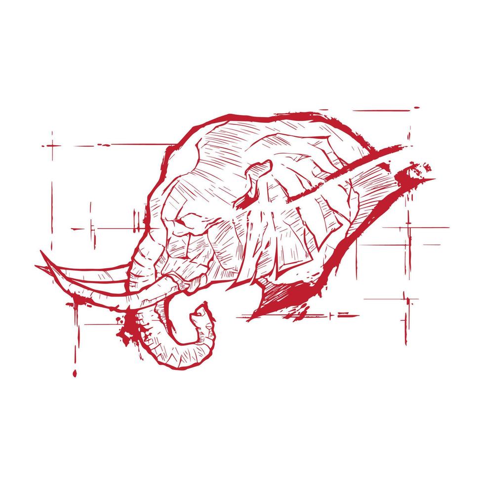 design grafico testa di elefante per opuscoli simbolo, logo, emblema. vettore