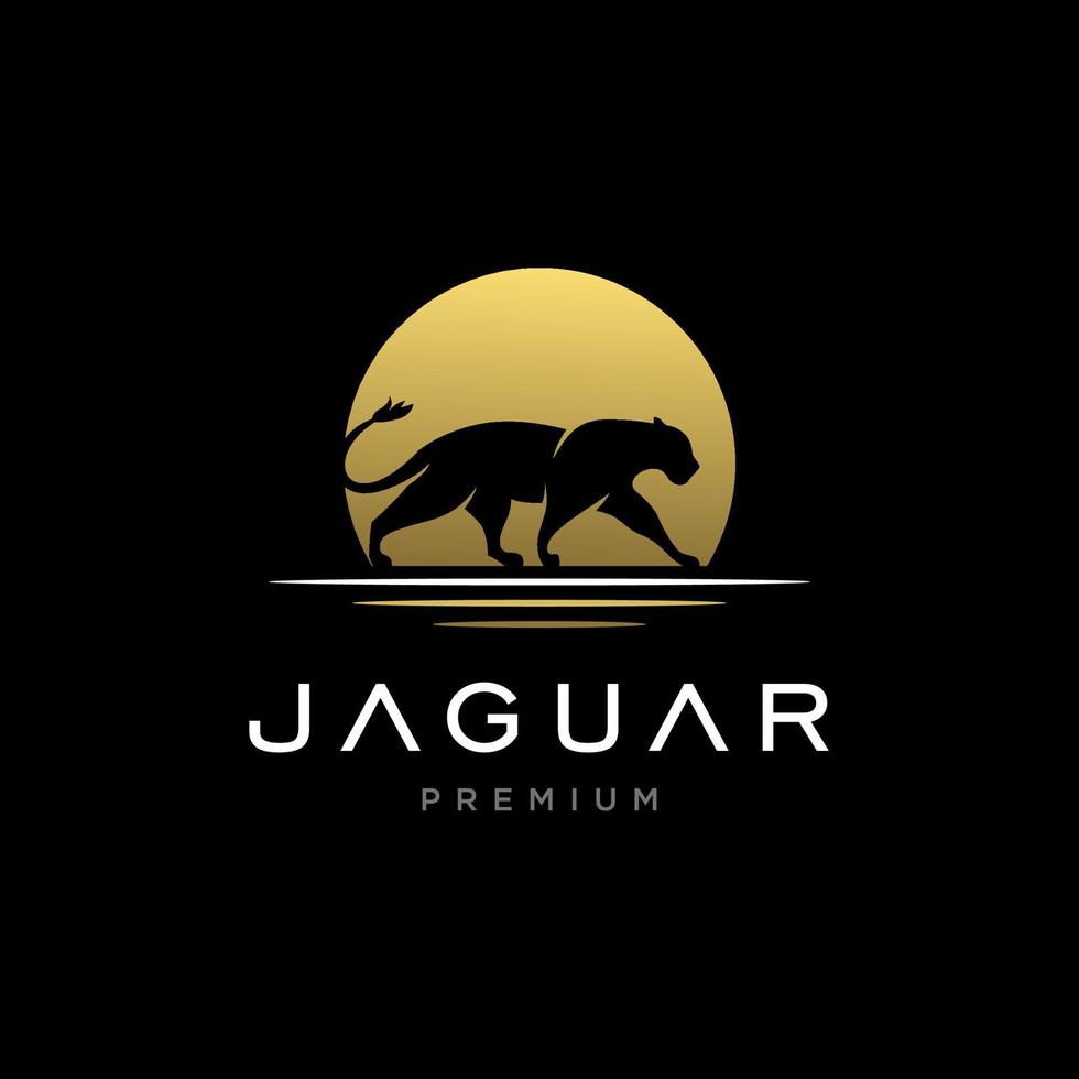 silhouette di giaguaro leone pantera ghepardo tigre logo design vector