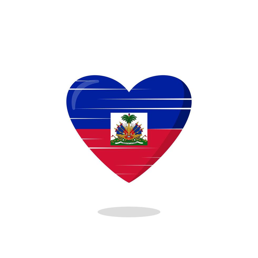 illustrazione di amore a forma di bandiera di haiti vettore