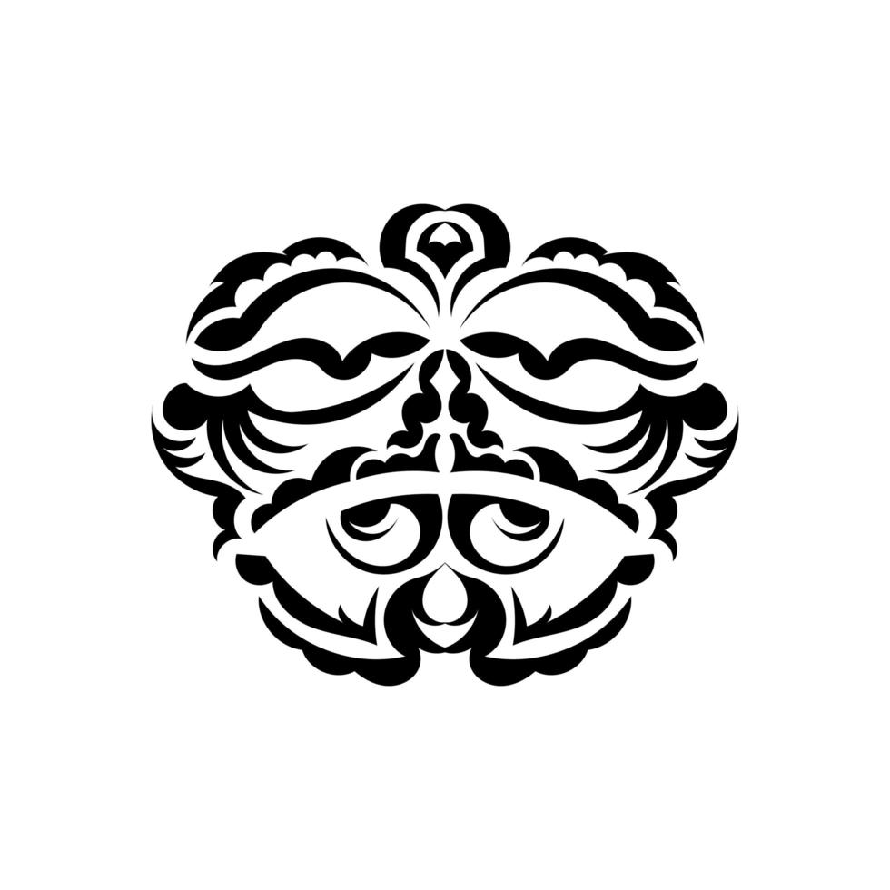 maschera tribale. simbolo del totem tradizionale. tatuaggio tribale nero. isolato su sfondo bianco. illustrazione vettoriale. vettore