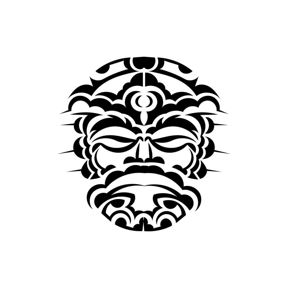 maschera da samurai. simbolo del totem tradizionale. tatuaggio tribale nero. colore bianco e nero, stile piatto. vettore. vettore