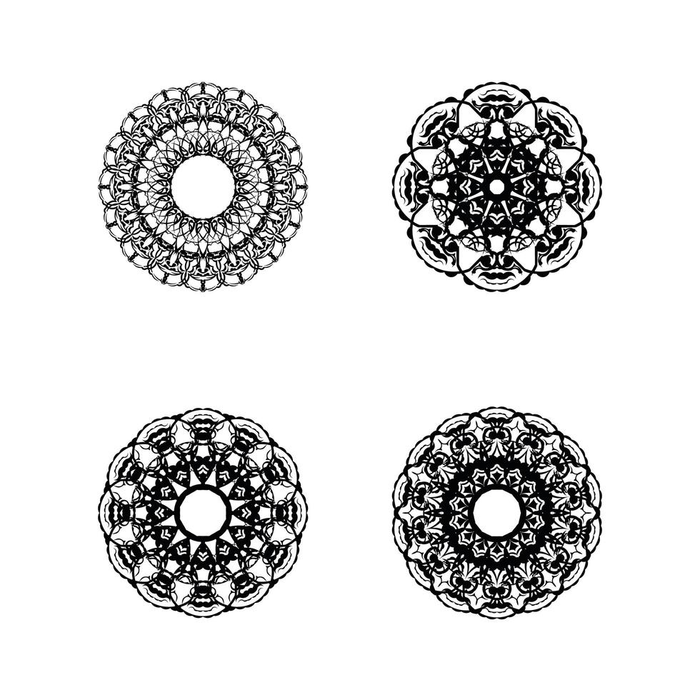 set di 4 ornamenti mandala. isolato su sfondo bianco. illustrazione del velo. vettore