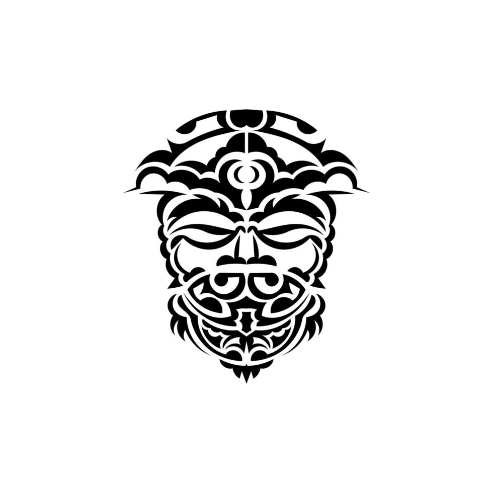 maschera tribale. motivi etnici monocromatici. tatuaggio nero in stile samoano. isolato su sfondo bianco. vettore. vettore