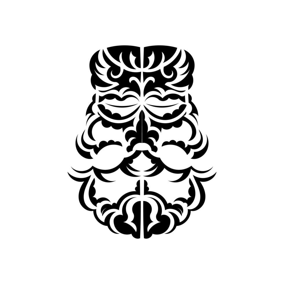 maschera tiki in bianco e nero. motivo decorativo tradizionale della Polinesia e delle Hawaii. isolato. schizzo del tatuaggio. vettore. vettore