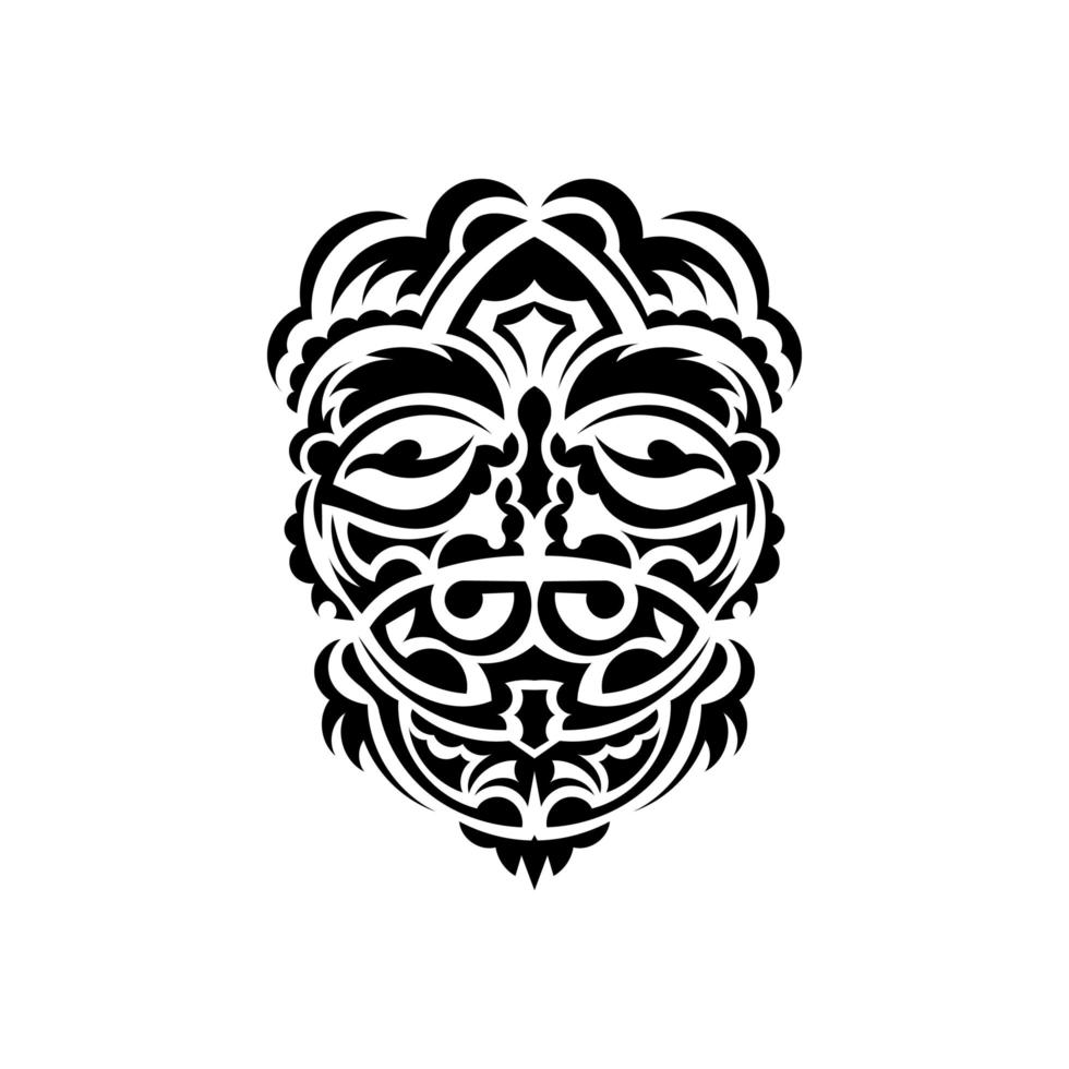 maschera tribale. simbolo del totem tradizionale. tatuaggio nero in stile samoano. colore bianco e nero, stile piatto. vettore. vettore