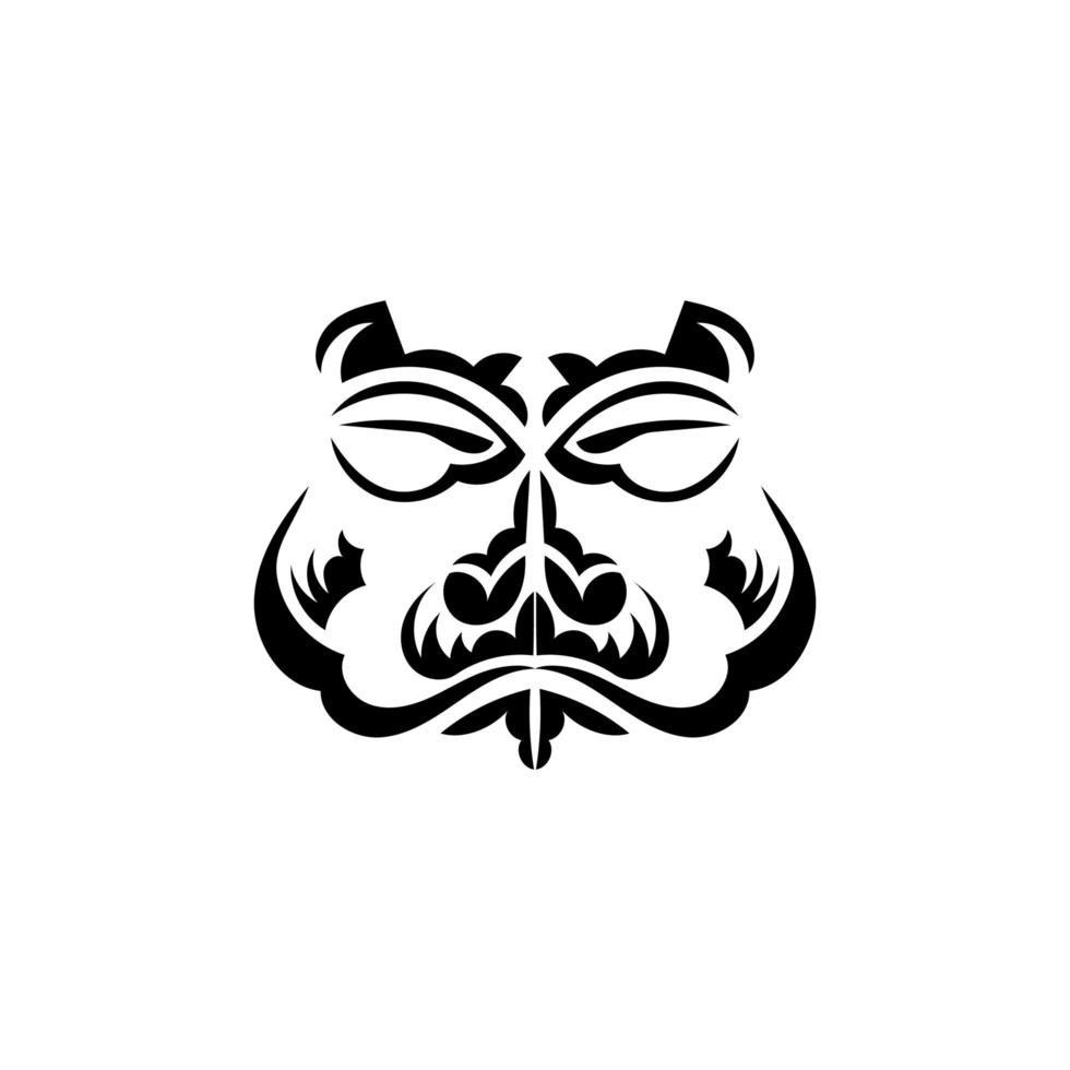 maschera tiki in bianco e nero. maschere spaventose nell'ornamento locale della Polinesia. isolato su sfondo bianco. stile piatto. vettore. vettore
