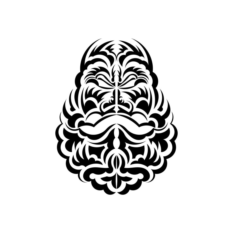 maschera maori. polinesiani nativi e tiki hawaiani illustrazione in bianco e nero. isolato. stile piatto. illustrazione vettoriale. vettore