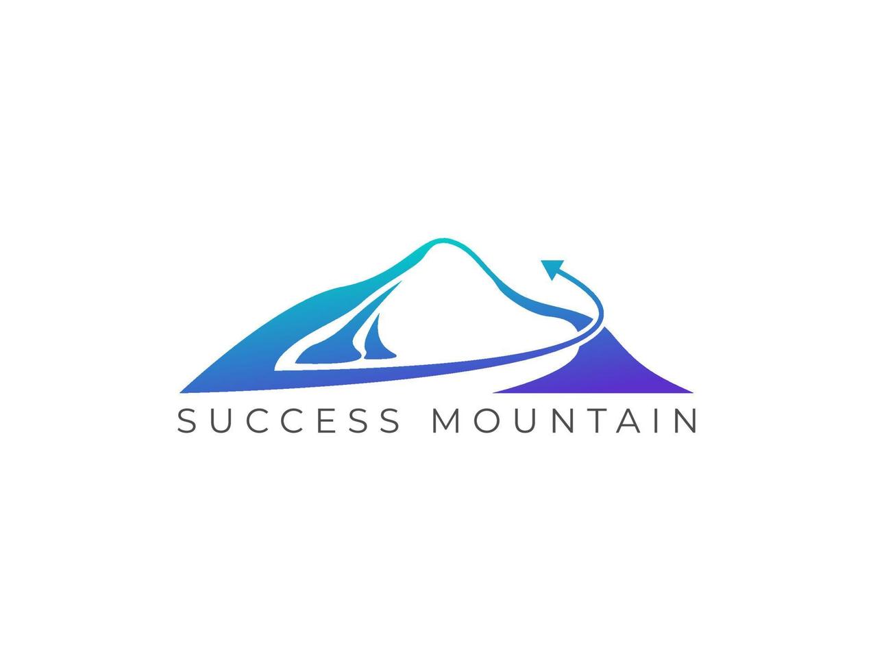 design del logo della montagna e della freccia del paesaggio vettore