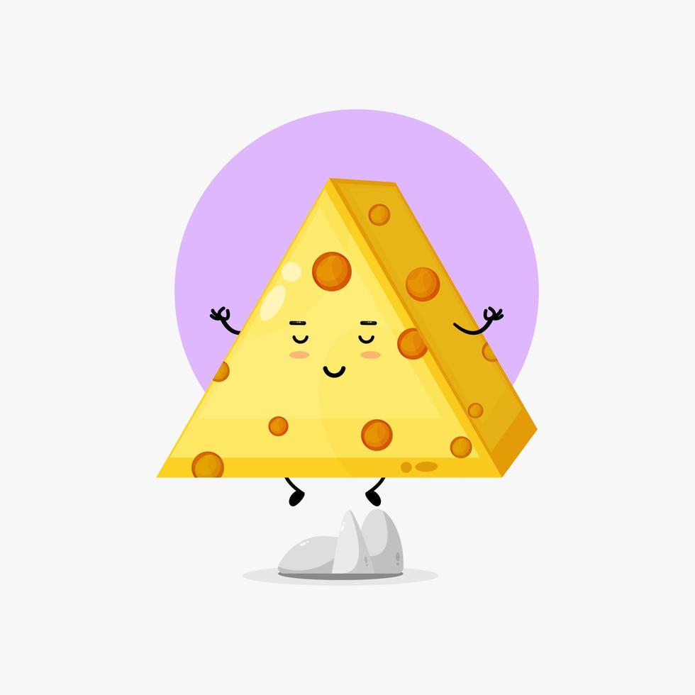simpatico personaggio del formaggio che medita vettore