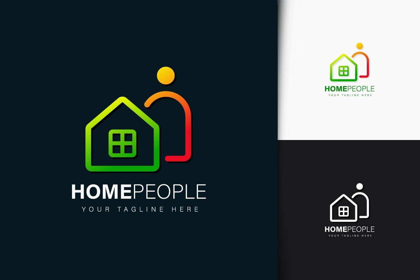 design del logo della gente di casa con gradiente vettore