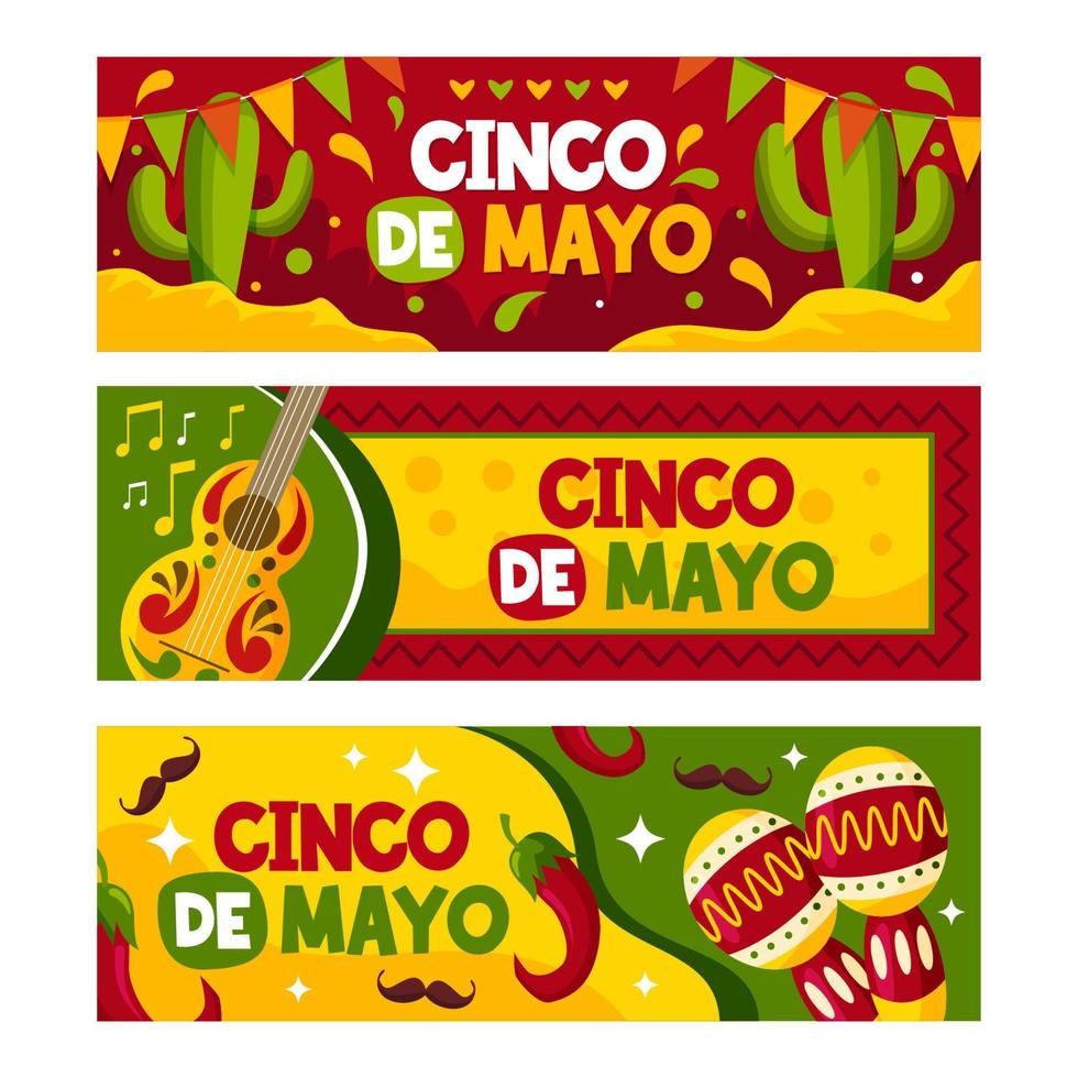 collezione di banner cinco de mayo vettore