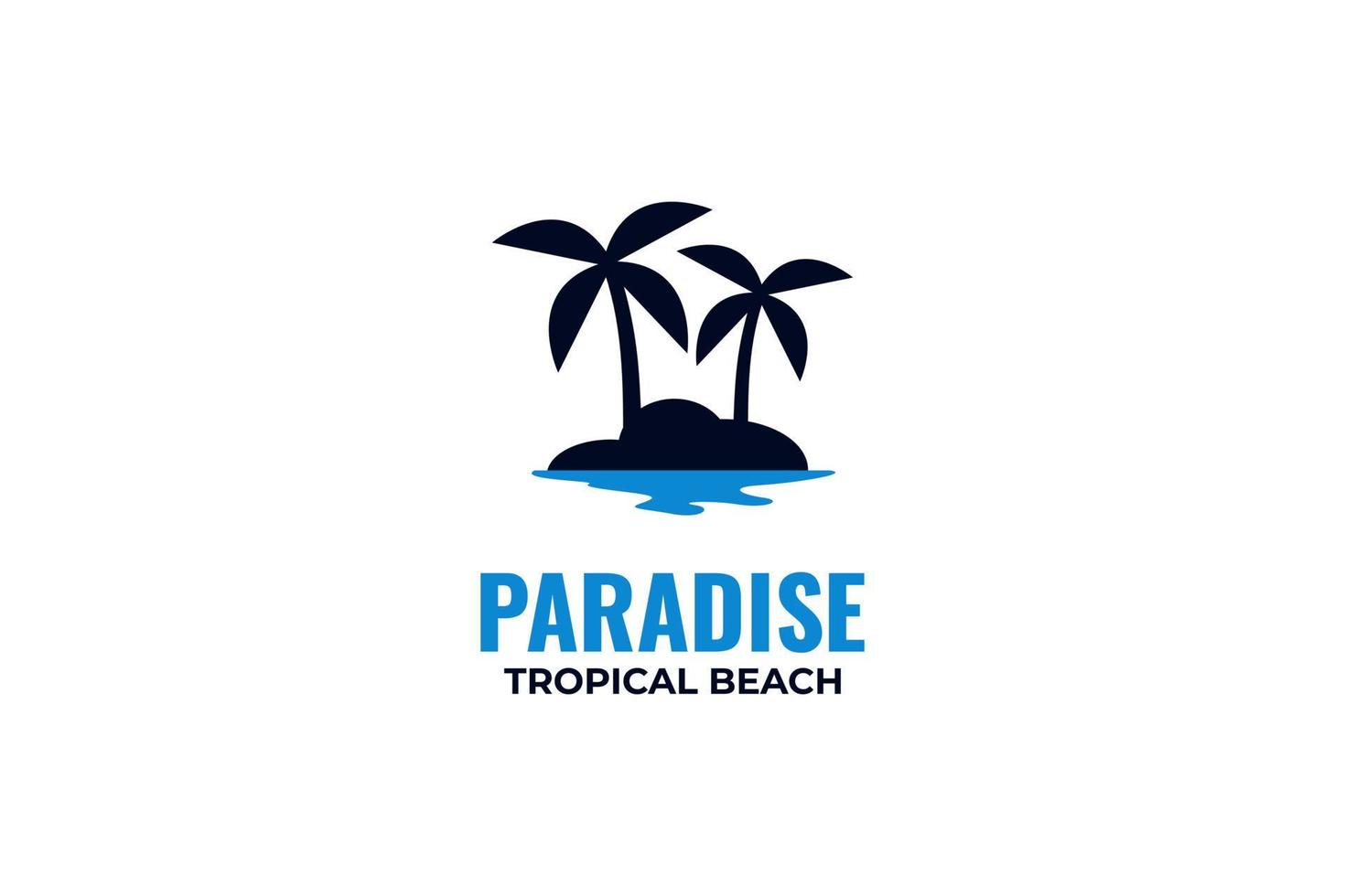 vettore di design del logo della spiaggia estiva con palme e mare