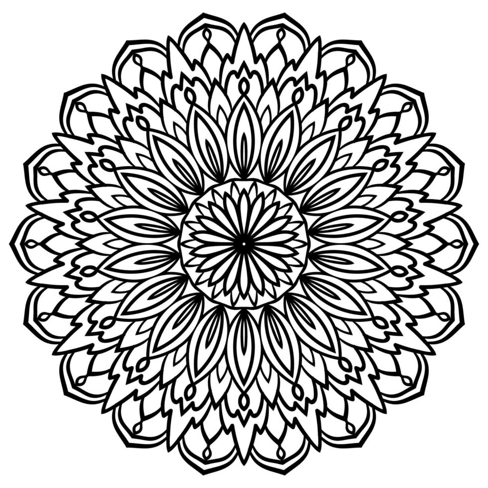 contorno mandala. fiore ornamentale rotondo doodle isolato su sfondo bianco. elemento cerchio geometrico. vettore