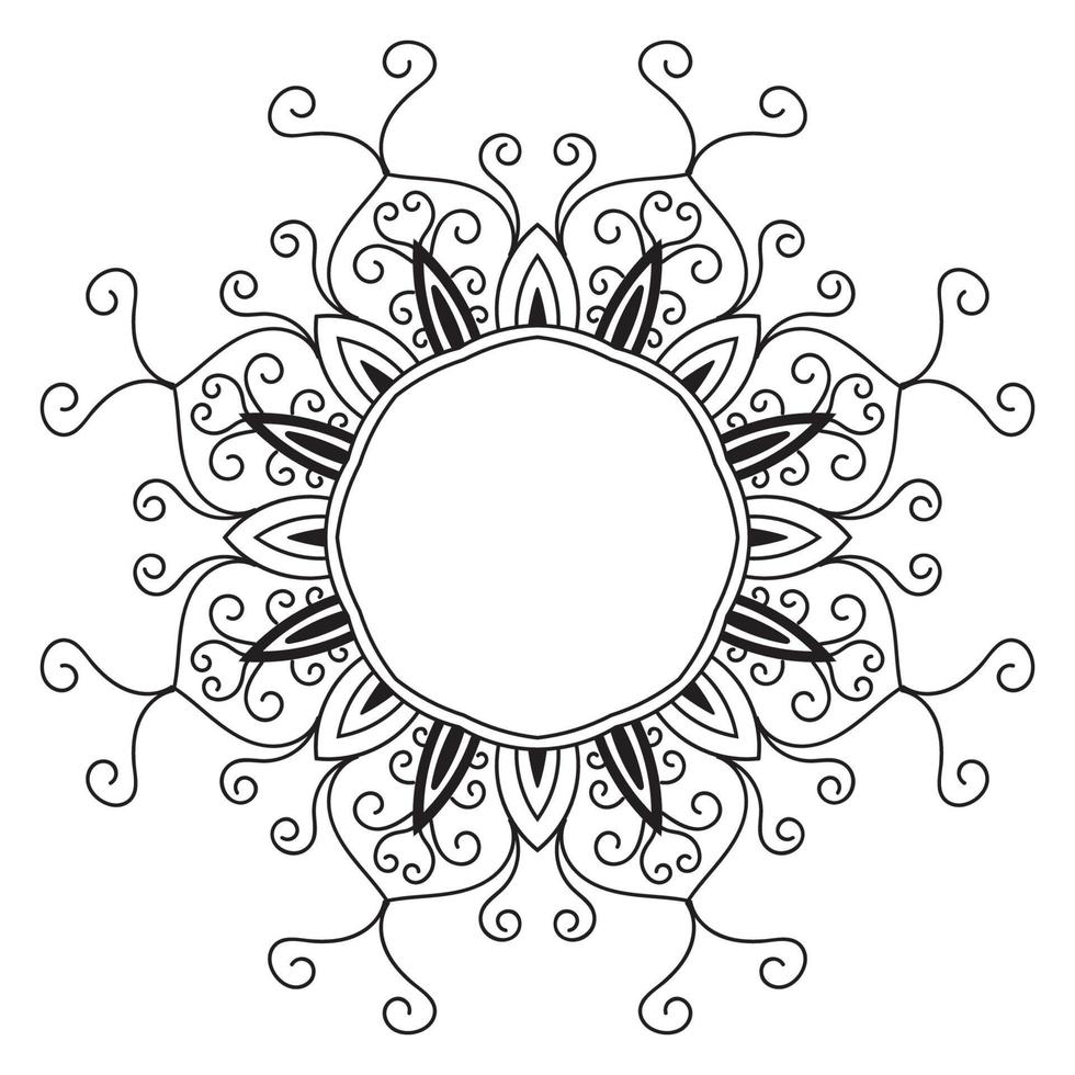 carino mandala. fiore ornamentale di doodle rotondo isolato su priorità bassa bianca. ornamento decorativo geometrico in stile etnico orientale. vettore