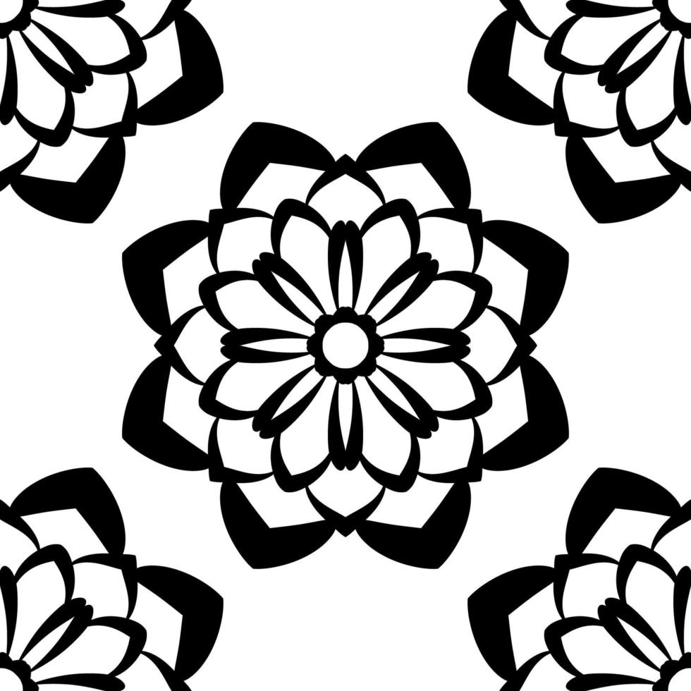 fantasia senza cuciture con mandala ornamentale. fondo rotondo astratto del fiore di scarabocchio. cerchio geometrico floreale. vettore