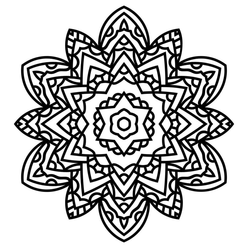 carino mandala. fiore ornamentale di doodle rotondo isolato su priorità bassa bianca. ornamento decorativo geometrico in stile etnico orientale. vettore