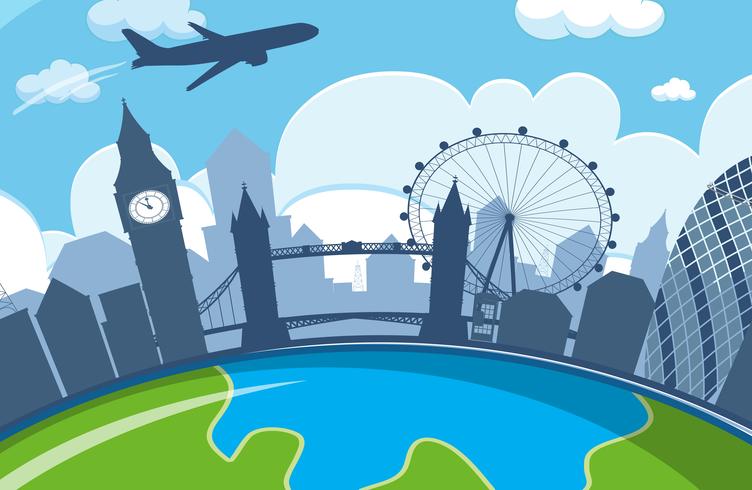 linea della città di Londra con l&#39;aereo vettore