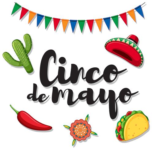 Cinco de mayo con ornamenti messicani vettore