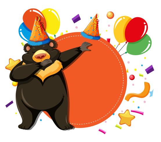 carta modello di compleanno orso arancione vettore