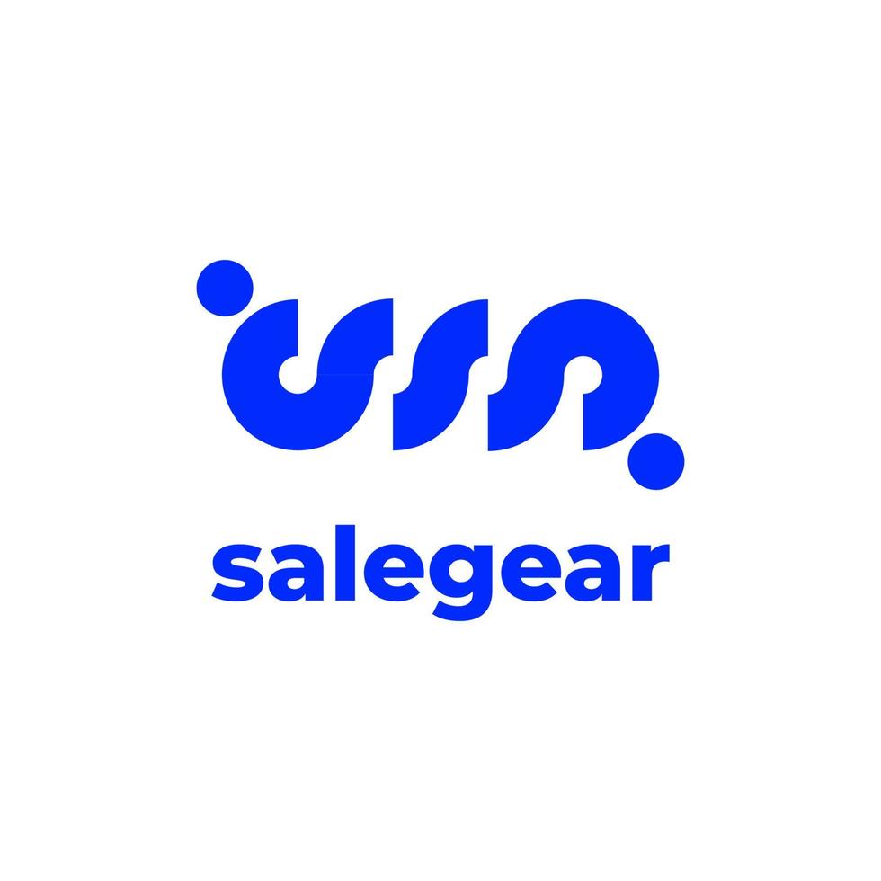 logo blu pulito con design del logo del simbolo dell'ingranaggio e della vendita vettore