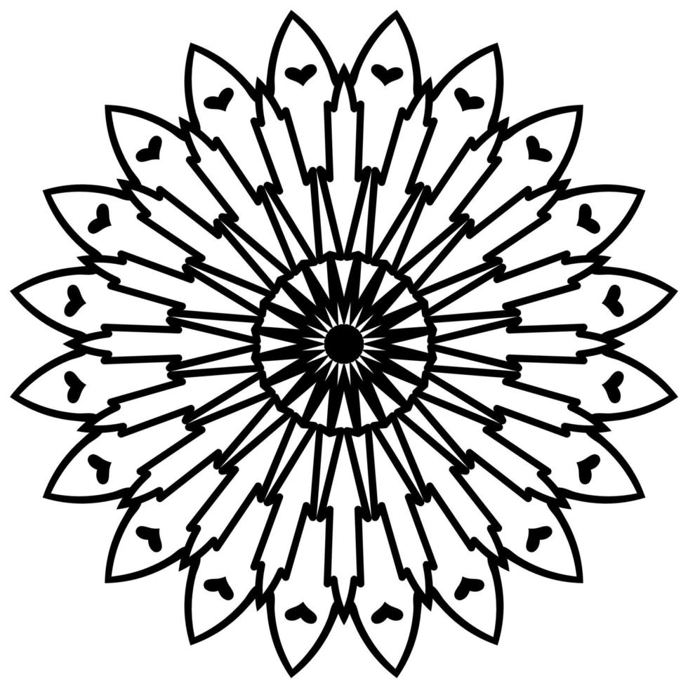 contorno mandala. fiore ornamentale rotondo doodle isolato su sfondo bianco. elemento cerchio geometrico. vettore