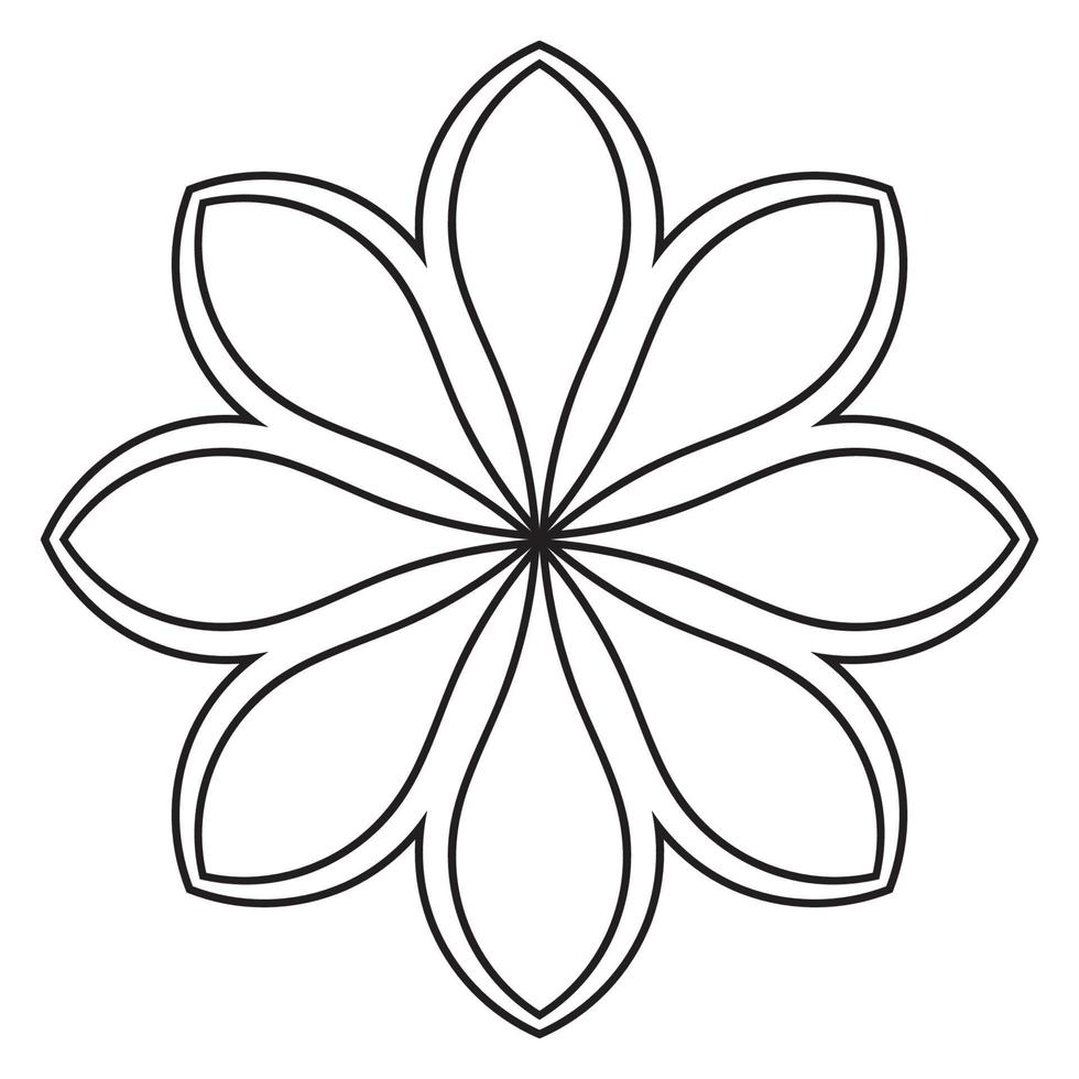 carino mandala. fiore ornamentale di doodle rotondo isolato su priorità bassa bianca. ornamento decorativo geometrico in stile etnico orientale. vettore