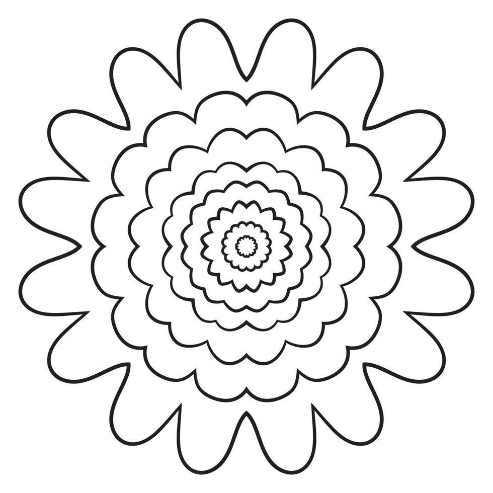 carino mandala. fiore ornamentale di doodle rotondo isolato su priorità bassa bianca. ornamento decorativo geometrico in stile etnico orientale. vettore