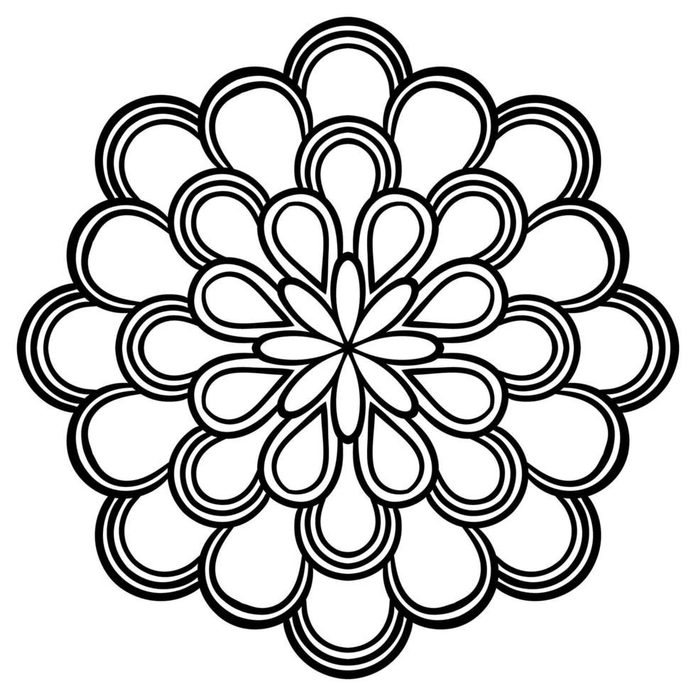 contorno mandala. fiore ornamentale rotondo doodle isolato su sfondo bianco. elemento cerchio geometrico. vettore