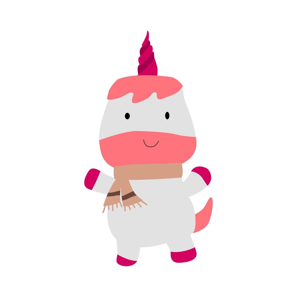 clip art di unicorno in costume di Natale con design a cartoni animati vettore