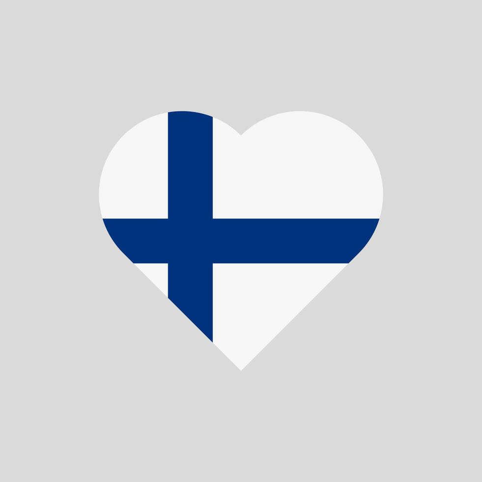 la bandiera della Finlandia a forma di cuore. icona vettore bandiera finlandese isolato su sfondo bianco