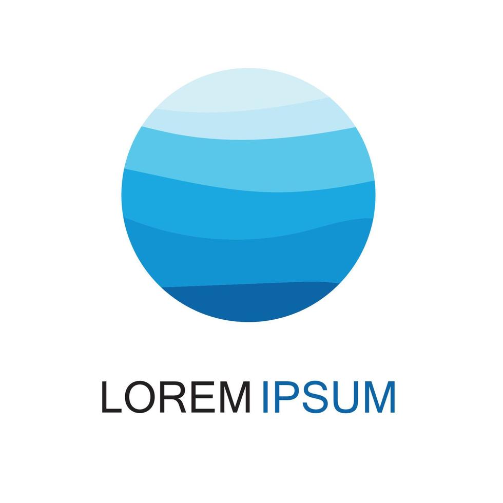 logo di forma rotonda isolato. logotipo di colore blu. immagine dell'acqua che scorre. superficie del fiume oceano mare. vettore
