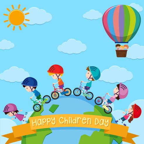 Poster design per la giornata dei bambini con i bambini di tutto il mondo vettore