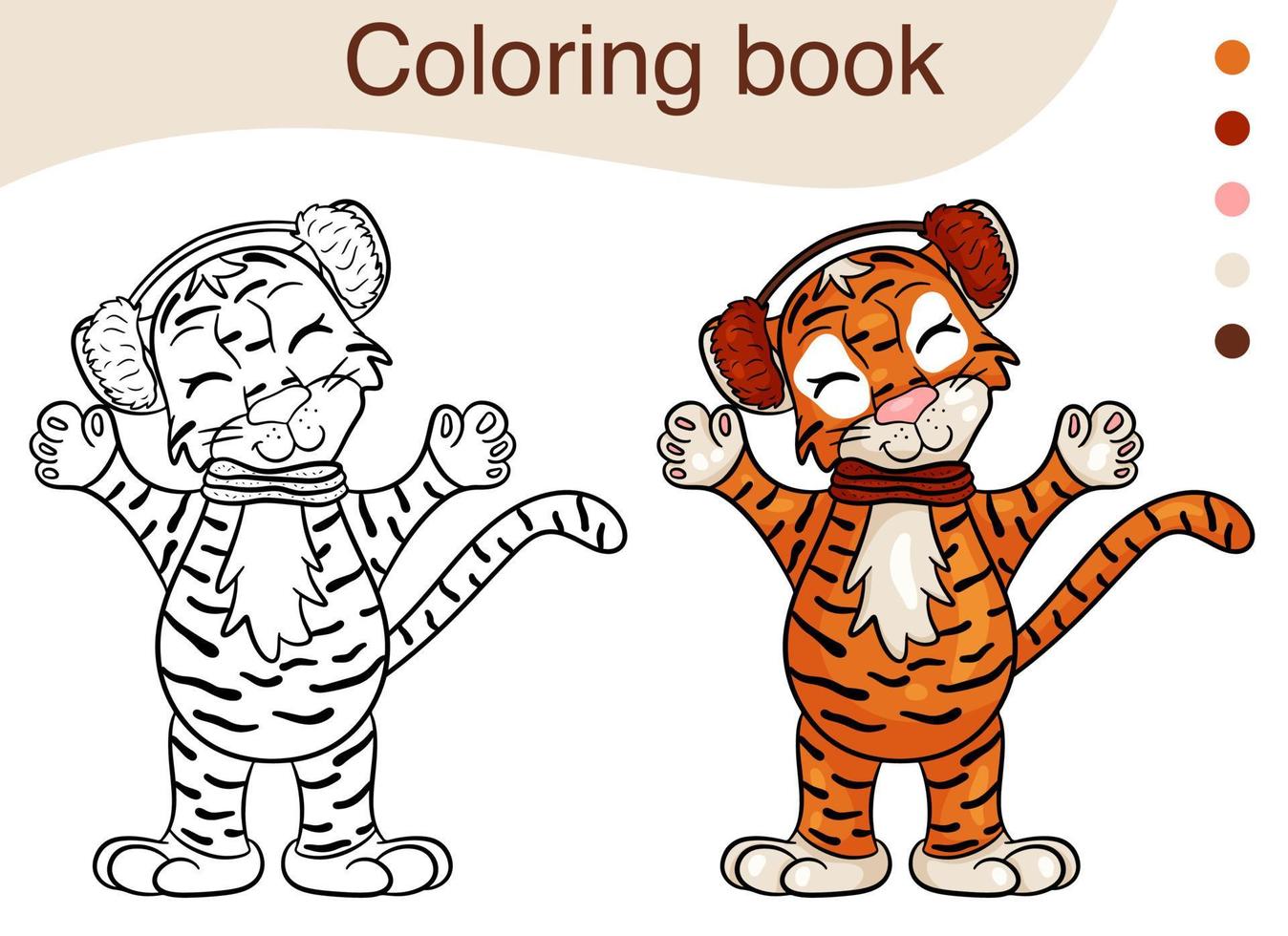 tigre. illustrazione in bianco e nero per un libro da colorare. il simbolo del nuovo anno secondo il calendario cinese. stile cartone animato vettoriale