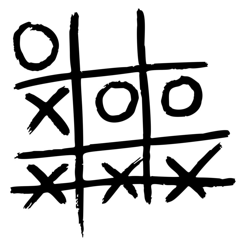 tic tac toe abbozzato isolato. gioco vintage in stile disegnato a mano. vettore