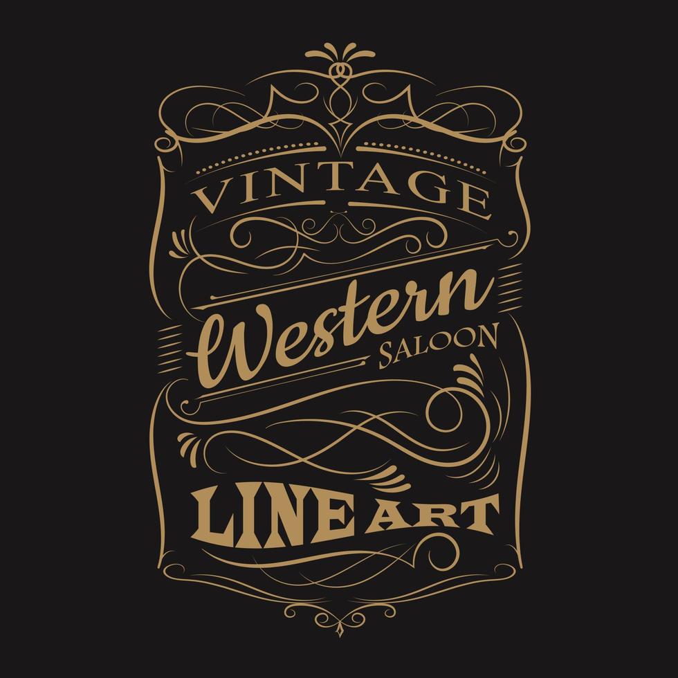 vettore di design di t-shirt con cornice disegnata a mano occidentale tipografia etichetta vintage