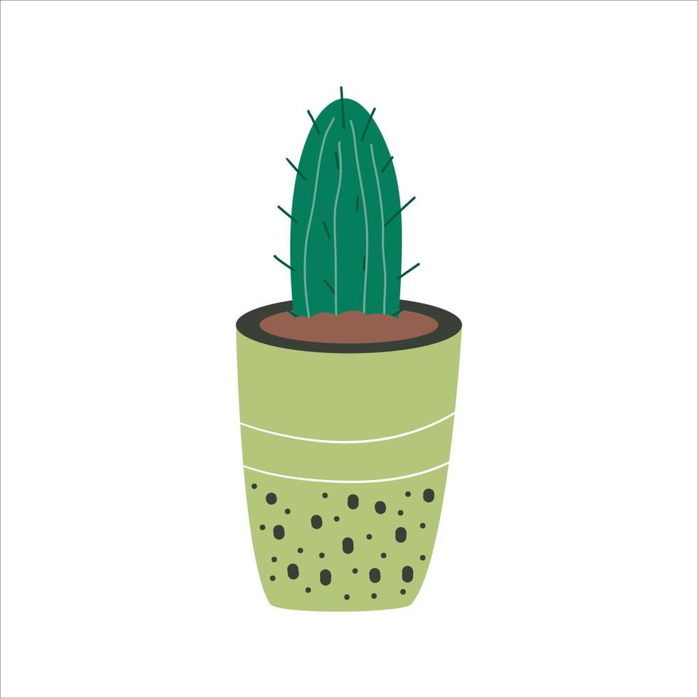 cactus in vaso di fiori isolato su sfondo bianco. pianta domestica per interni accoglienti e hobby. illustrazione vettoriale scandinava piatta.