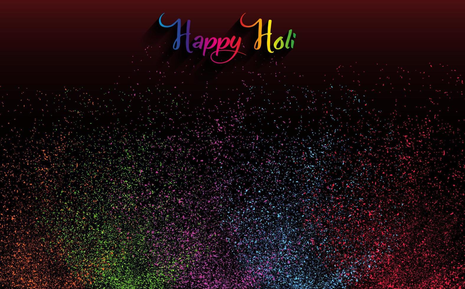 gulaal colorato, colore polvere, festival indiano per happy holi card con esplosioni colorate modellate e cristalli su carta di colore nero sfondo, modello banner illustrazione vettoriale