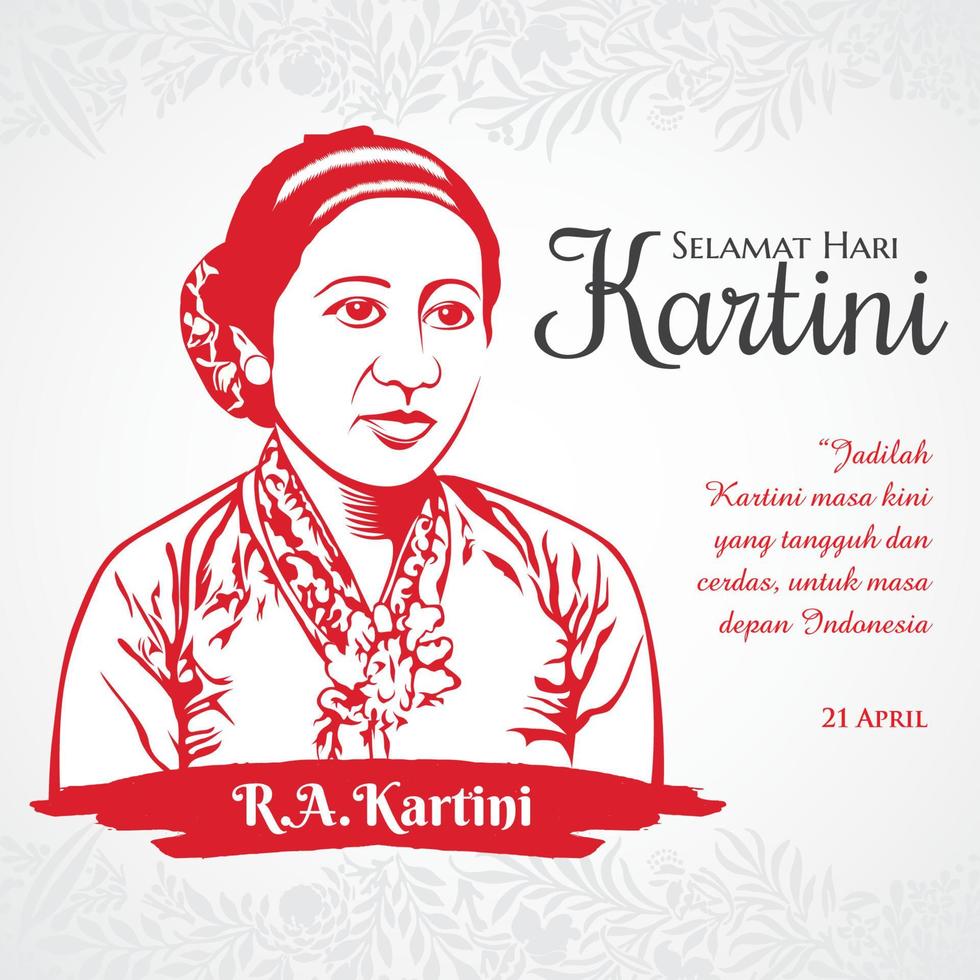 selamat hari kartini. traduzione buon giorno kartini. kartini è l'eroe dell'educazione delle donne e dei diritti umani in Indonesia vettore