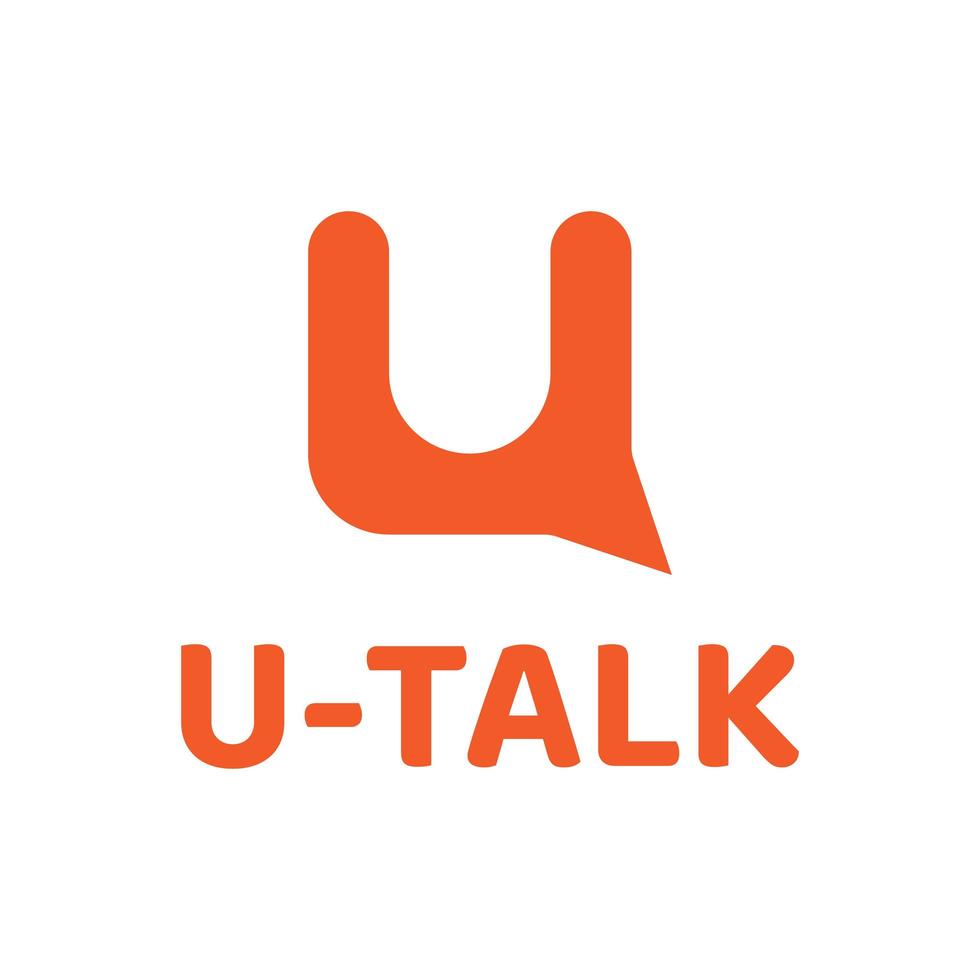 design del logo della chat della lettera u talk vettore