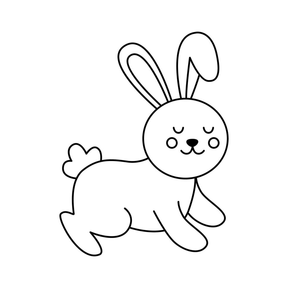 immagine vettoriale di simpatico coniglio di Pasqua in bianco e nero.