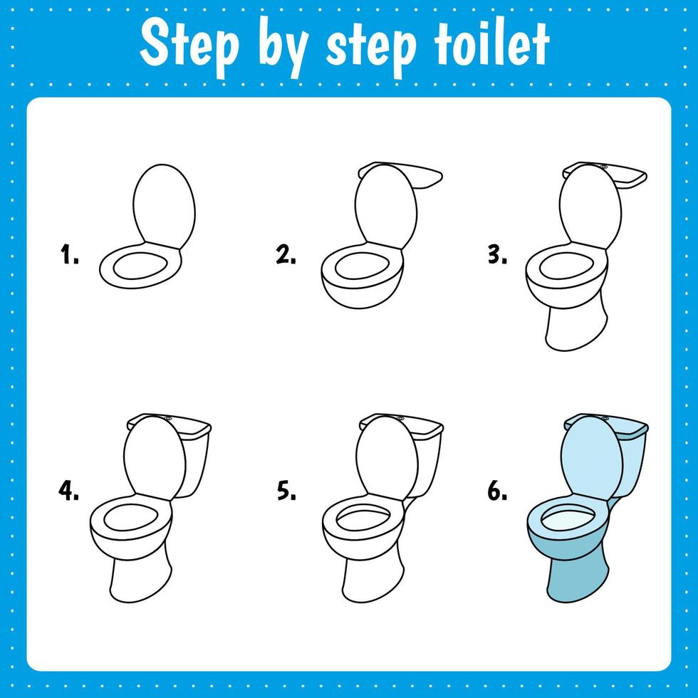 gioco educativo per bambini vettoriali per sviluppare abilità di disegno con un'istruzione per bambini in età prescolare a livello di gioco facile. scuola di disegno divertente. tutorial di disegno per la toilette