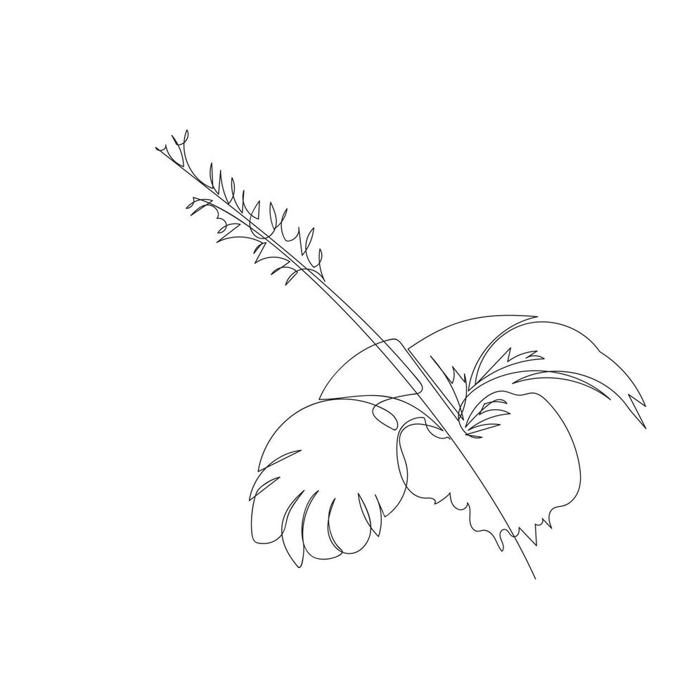 linea design silhouette disegno di un fiore di ibisco. illustrazione vettoriale