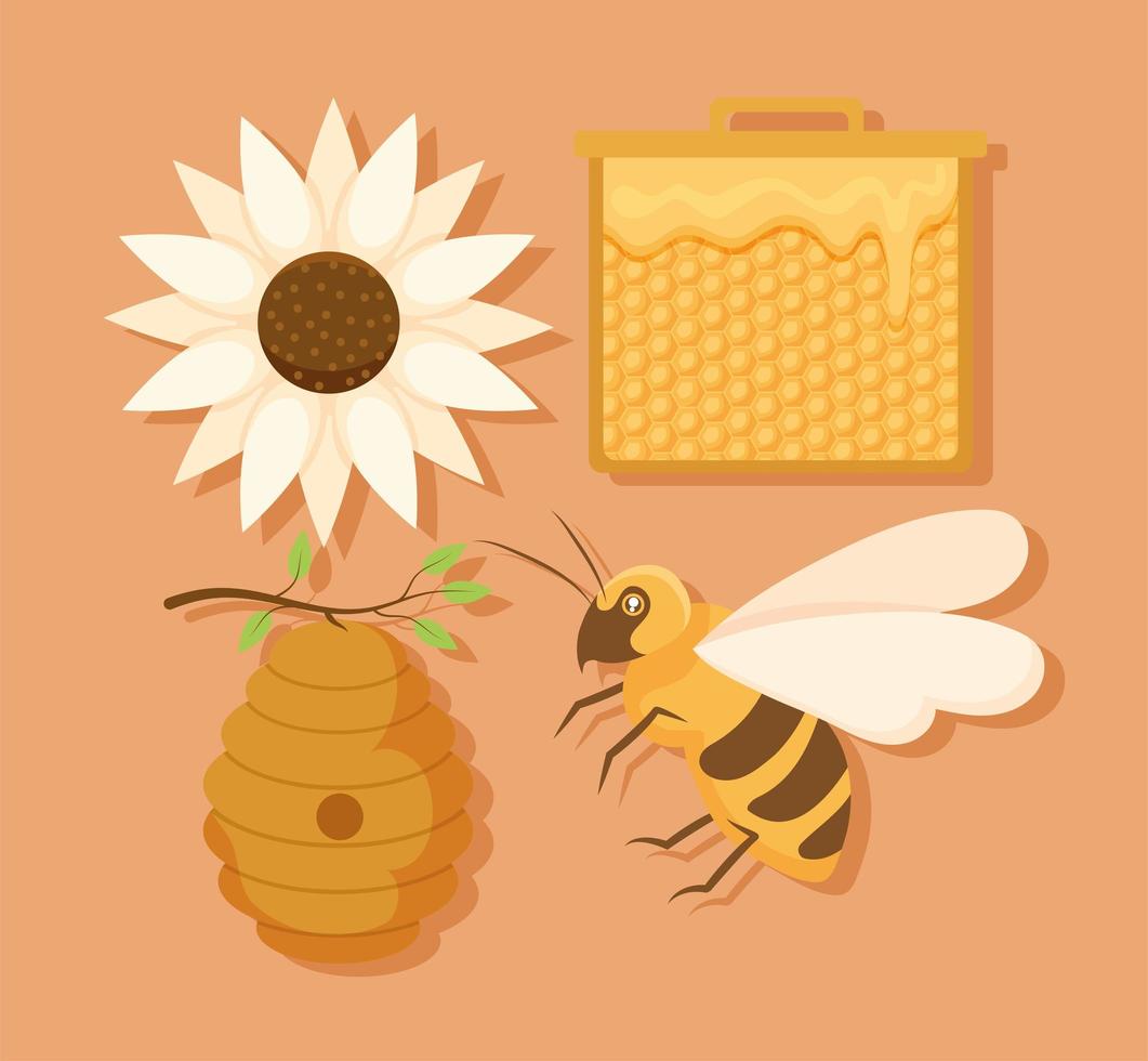 quattro icone di miele vettore
